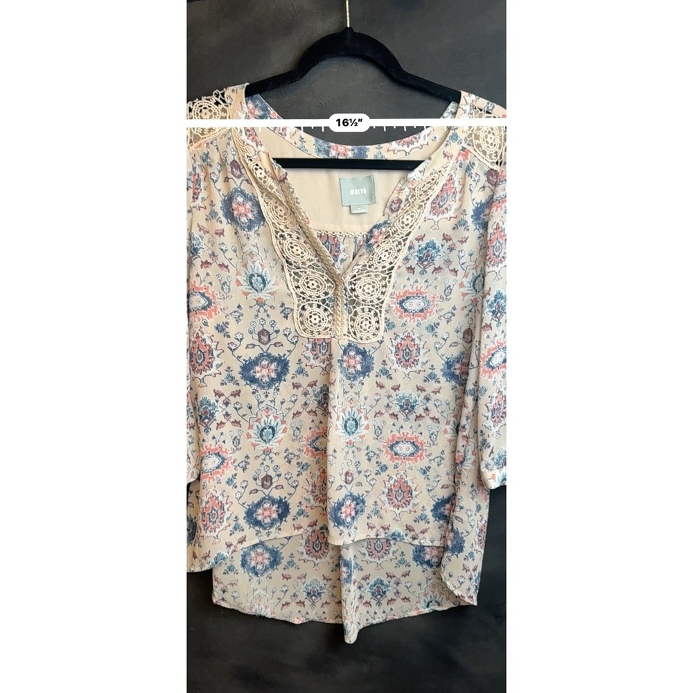 Anthropologie Maeve Top Size 6 Top‎  Floral Boho V Neck Cottage Crochet Lace - Picture 2 of 9